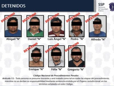 Detienen a nueve presuntos integrantes del CJNG en Tabasco