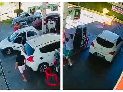 Trabajador de una gasolinera rocía combustible a un cliente y le prende fuego (video)