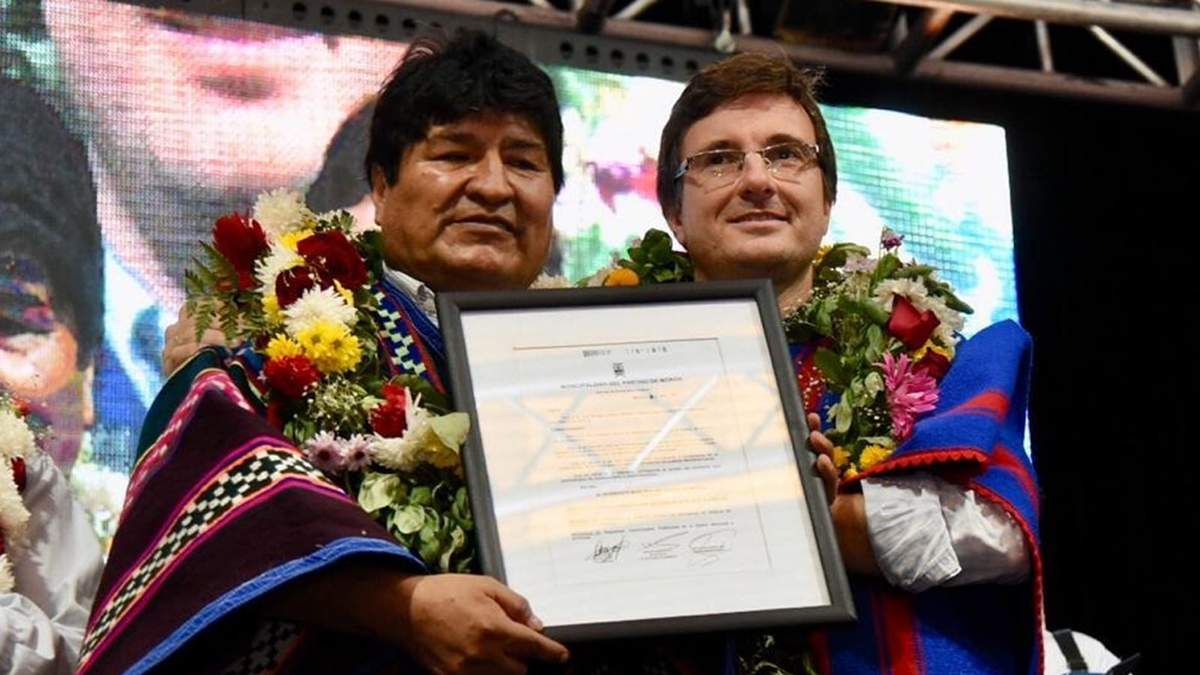 Evo Morales y Lucas Ghi. Fuente: (Twitter)