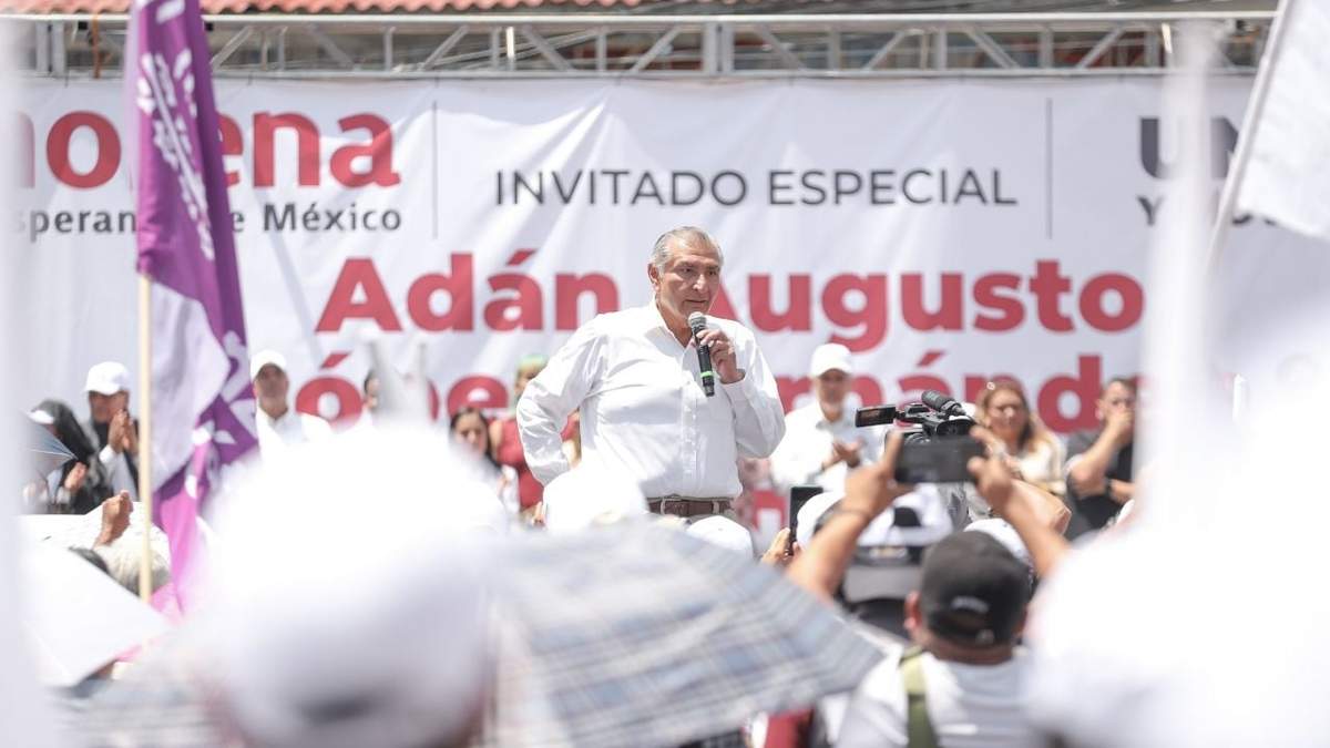 Adán Augusto López, aspirante presidencial, en un acto en Iztapalapa, CDMX, el 7 de agosto de 2023