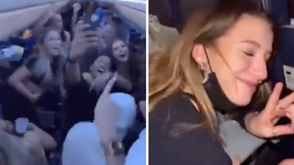 Imágenes de la fiesta dentro del vuelo