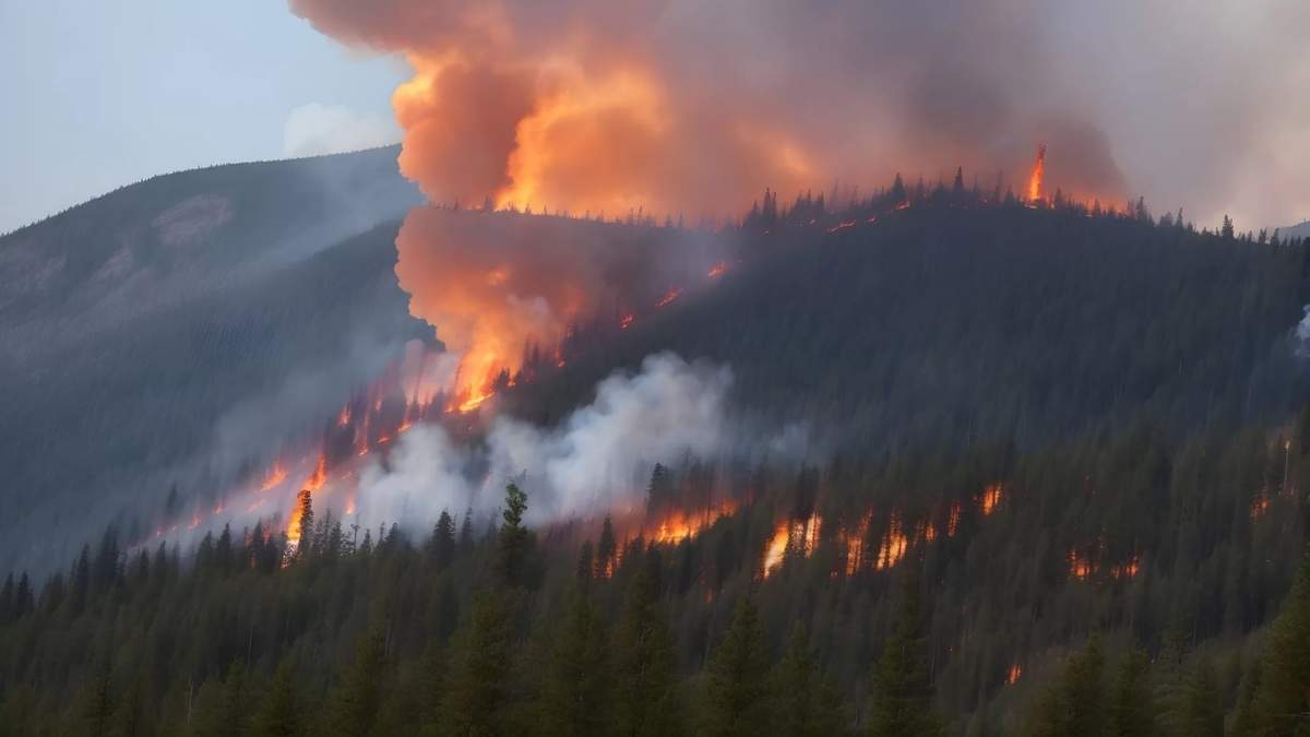 El fuego se propaga rápidamente en el Parque Nacional los Alerces. Fuente: (Twitter)