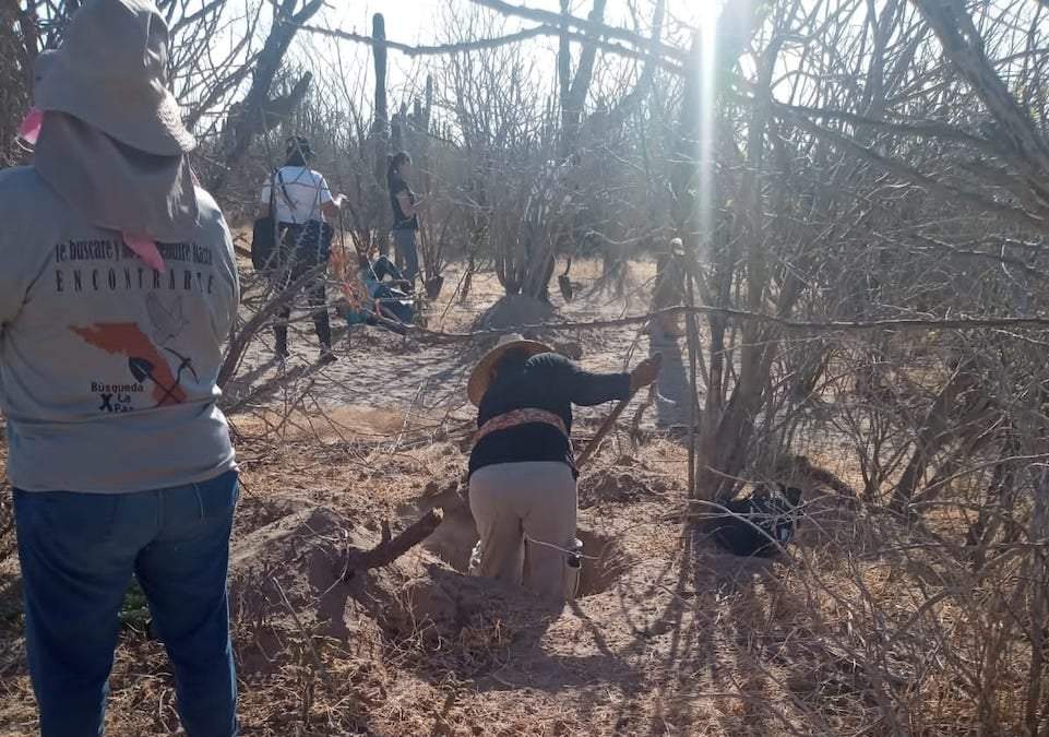 Integrantes del colectivo en las labores de excavación
