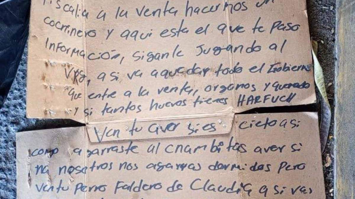 Cartulina, con amenaza a García Harfuch, aparece cerca de un cuerpo desmembrado en Acapulco