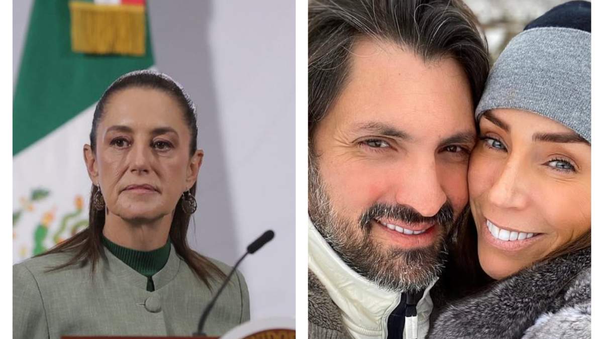 La presidenta Claudia Sheinbaum (der); Inés Gómez Mont con Víctor Álvarez Puga (izq.)