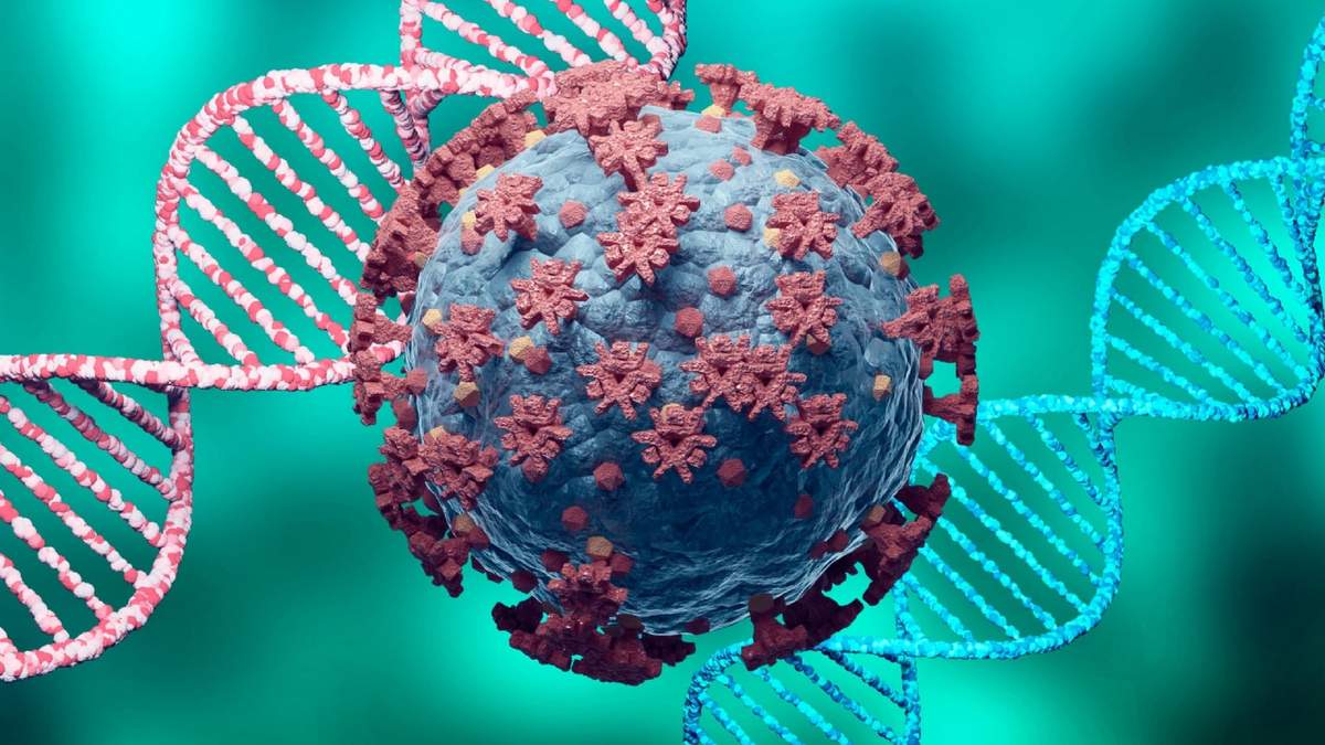 Imagen ilustrativa de la cadena genética del coronavirus. Fuente: (Twitter)