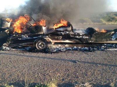 Transportaba una lancha y se le prendió fuego camino a Punta Tombo