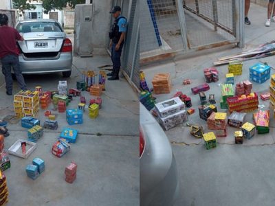 La policía de Centenario detuvo a una persona que vendía pirotecnia en forma ambulante