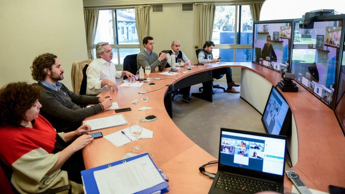 Videoconferencia en la Quinta de Olivos. Fuente: (Twitter)