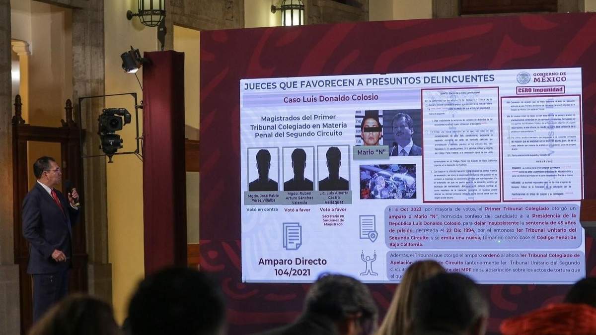 El subsecretario de Seguridad y Protección Ciudadana, Luis Rodríguez Bucio, exhibe a jueces en la mañanera del 17 de octubre de 2023