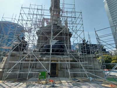 Inician restauración de columna del Ángel de la Independencia; prevén concluir en tres meses