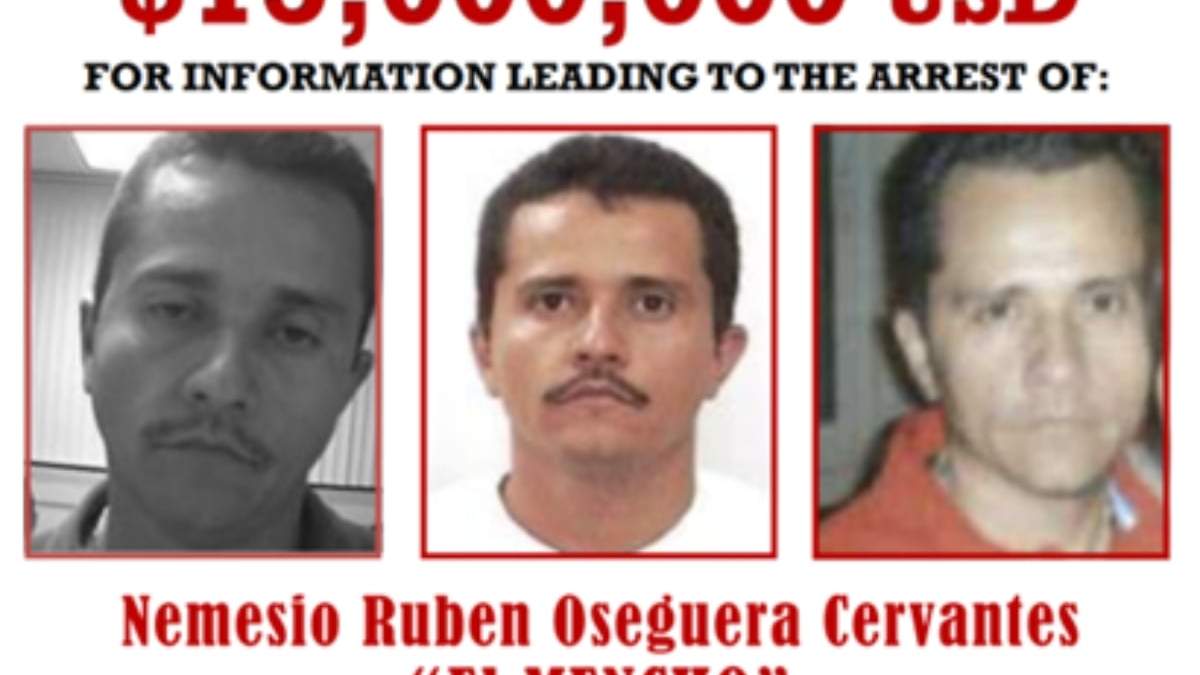El cartel de la DEA en el que se ofrecía una recompensa de 15 millones de dólares por información que llevara a la captura de "El Mencho"