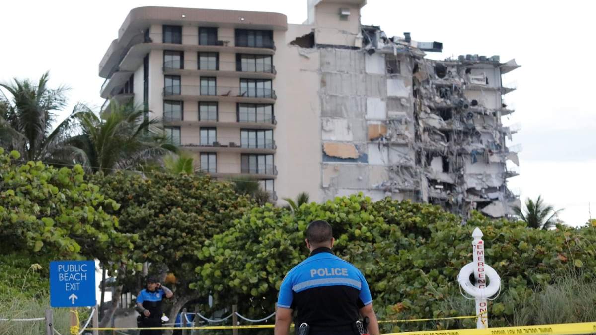 Imagen actual del edificio colapsado en Miami, Florida. Fuente: (Twitter)