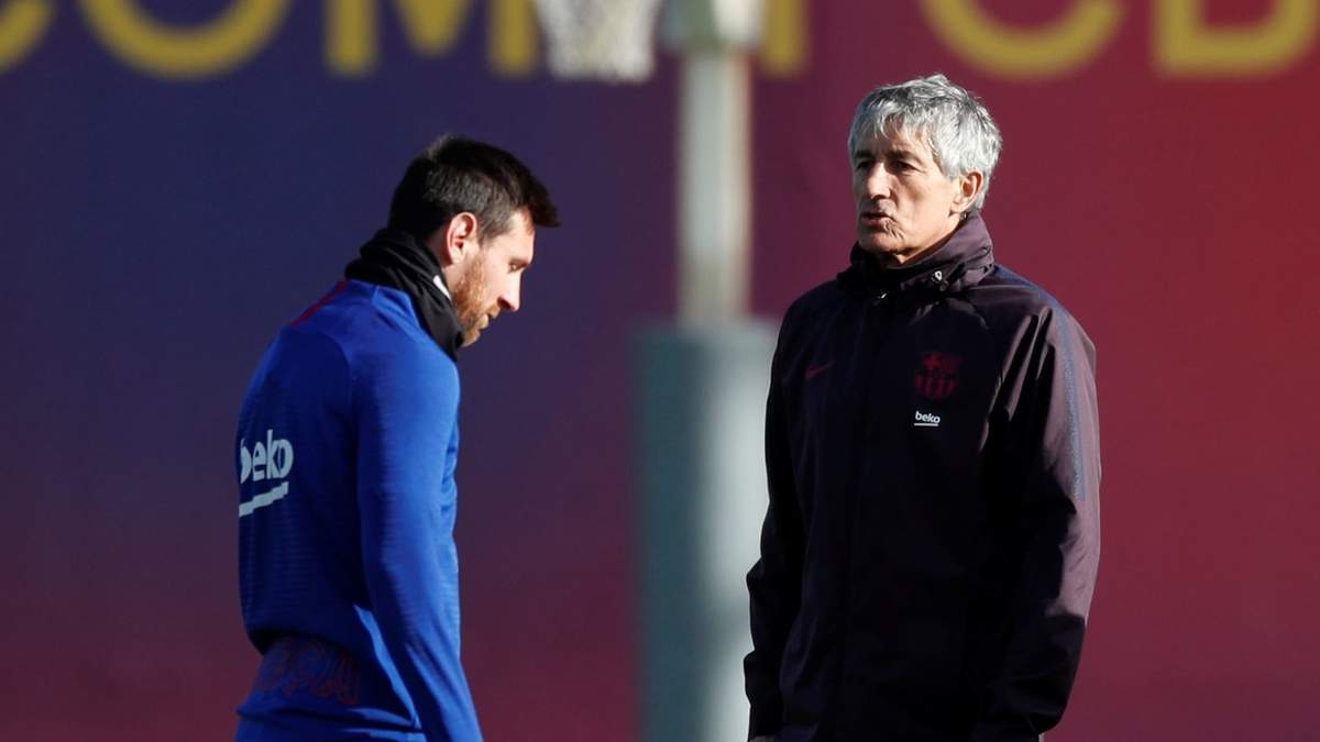 Setién y Messi. Fuente: (Twitter).