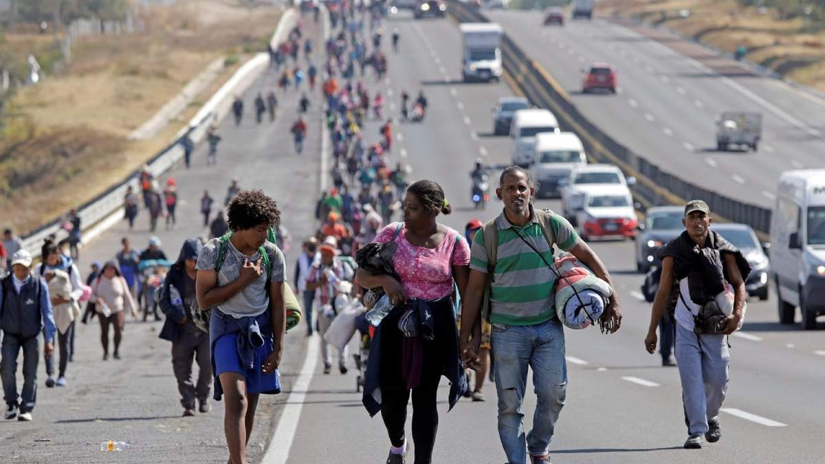 Caravana migrante a través de México. Fuente: (Twitter)