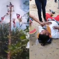Cinco Voladores de Papantla caen de más de 10 metros tras colapso de estructura (Videos)