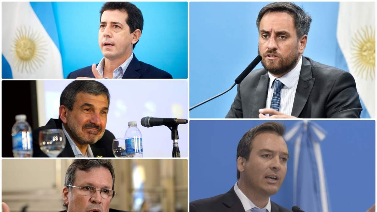 Los cinco ministros que presentaron su renuncia hoy, Juan Cabandié, Martín Soría, Tristán Bauer, Roberto Salvarezza y Wado de Pedro. Fuente: (Twitter)