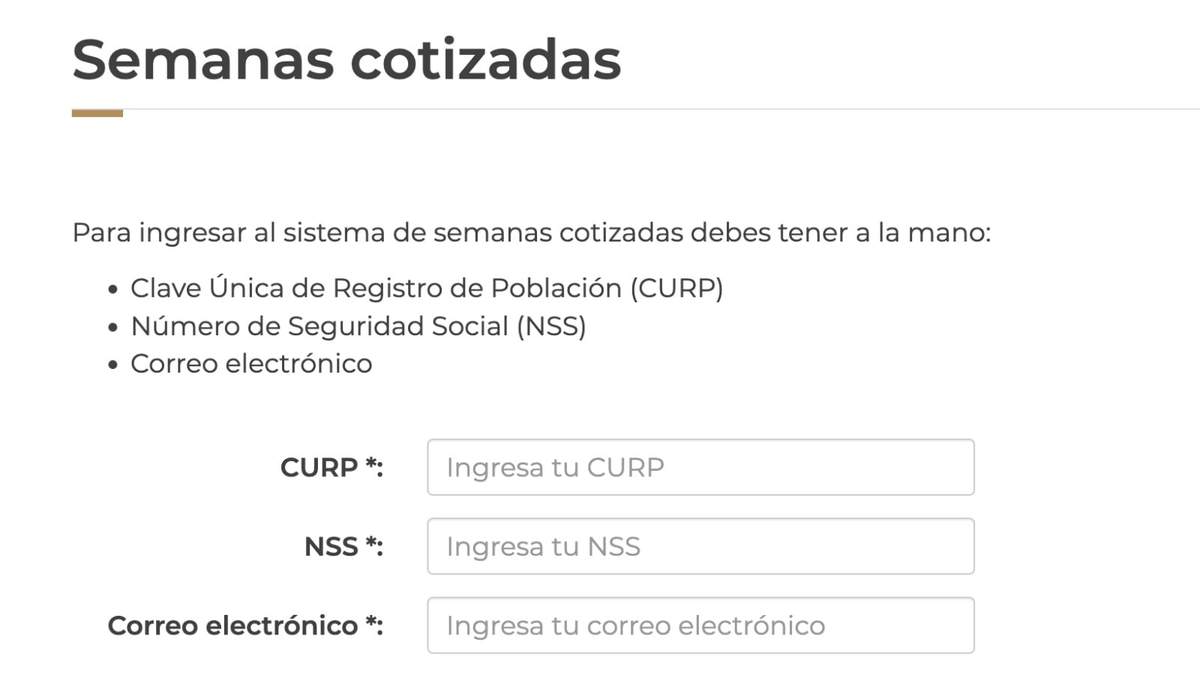 Formato para solicitar semanas cotizadas en la página del IMSS en internet