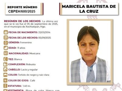 Hallan sin vida a Maricela, menor de 11 años desaparecida en la Huasteca hidalguense