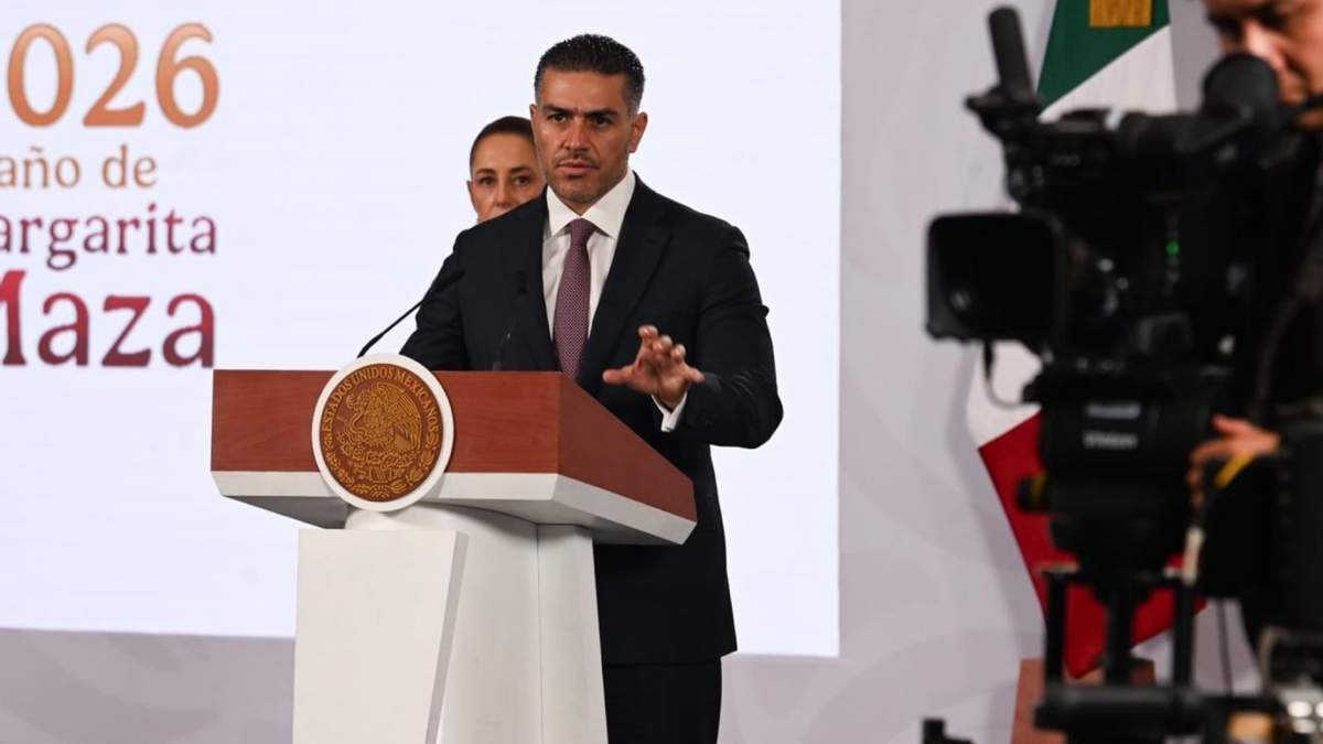 El secretario de Seguridad, Omar García Harfuch, en la conferencia mañanera