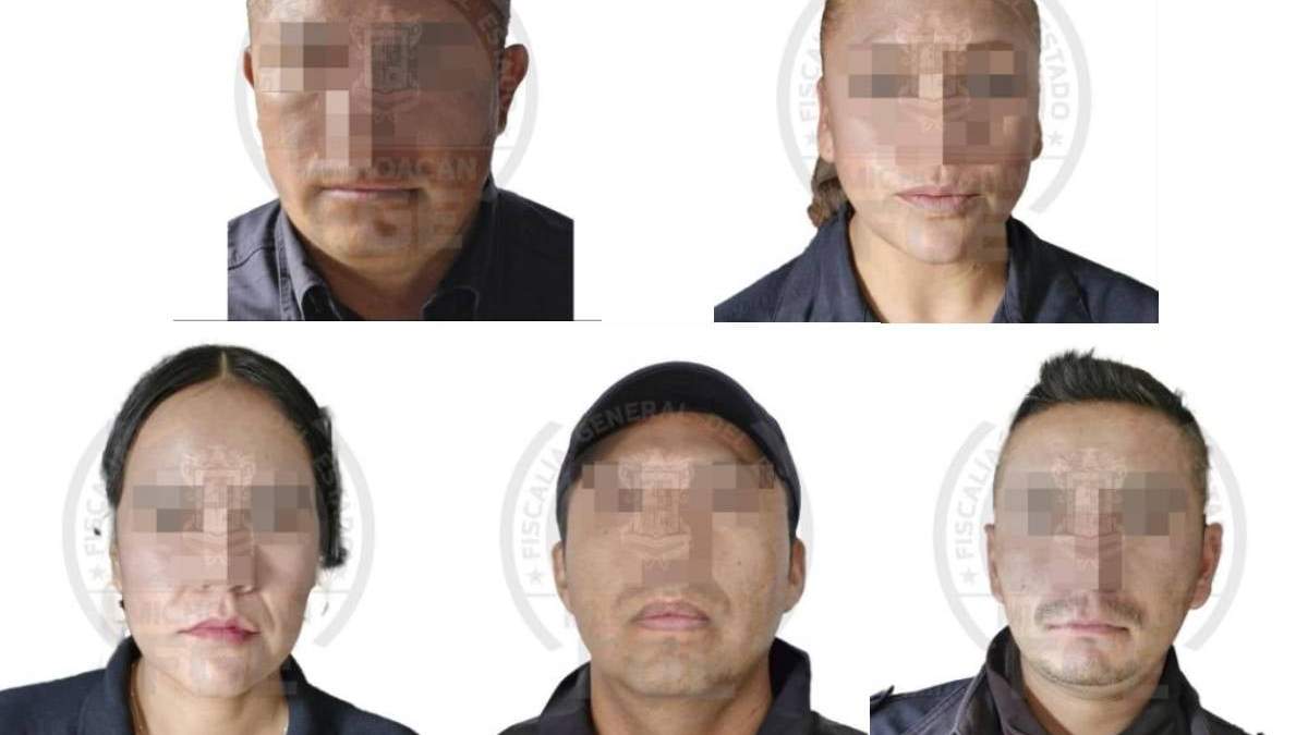 Los cinco policías detenidos en Maravatío, Michoacán, por su presunta responsabilidad en la desaparición de tres personas