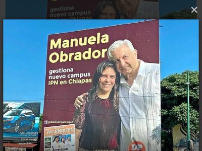 Tras su destape, Manuela Obrador Narváez arrecia su activismo político en espectaculares