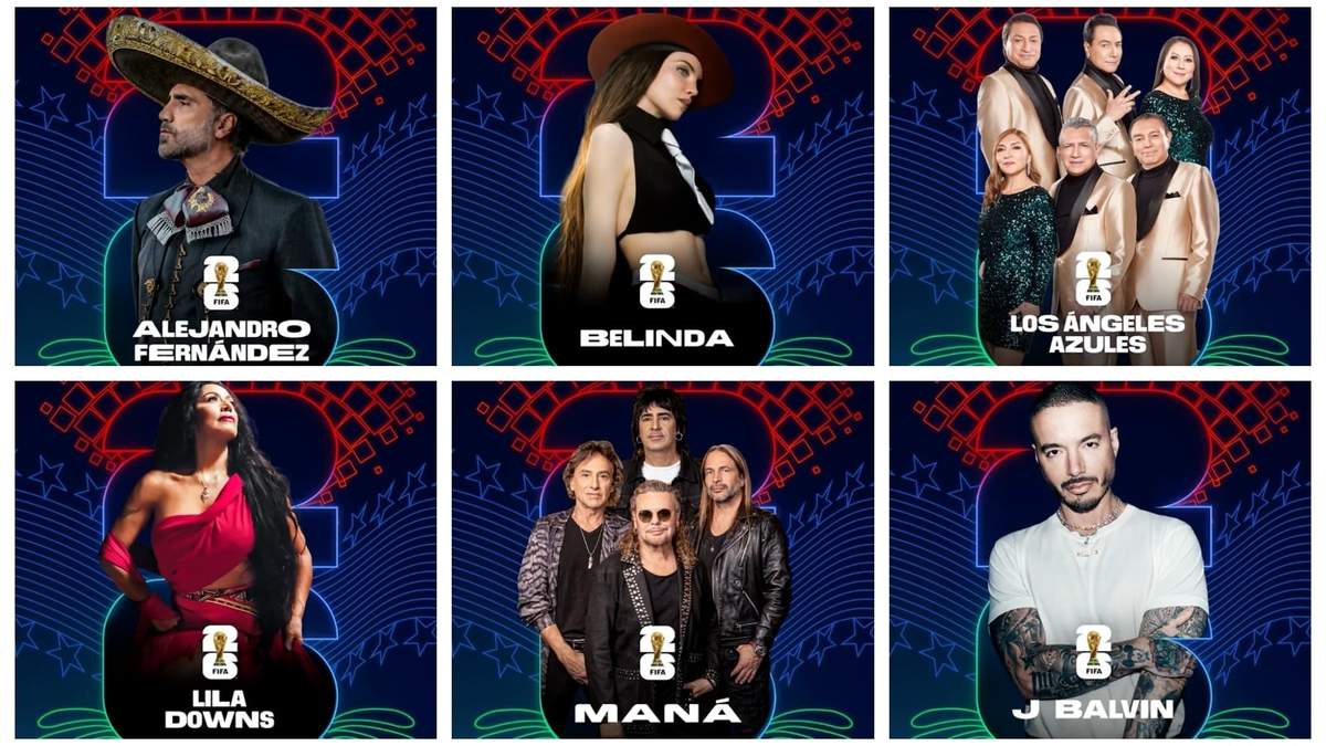 Parte del elenco para la apertura del Mundial de Futbol 2026