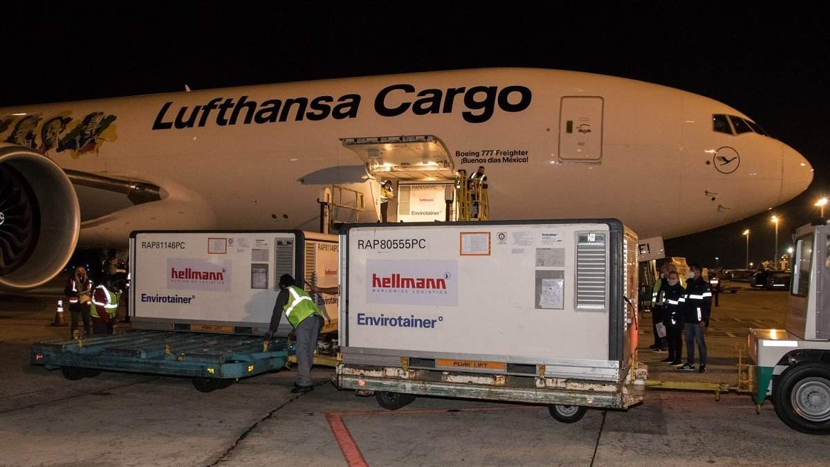 El lote llegó en un vuelo de Lufthansa. Fuente: (Twitter)