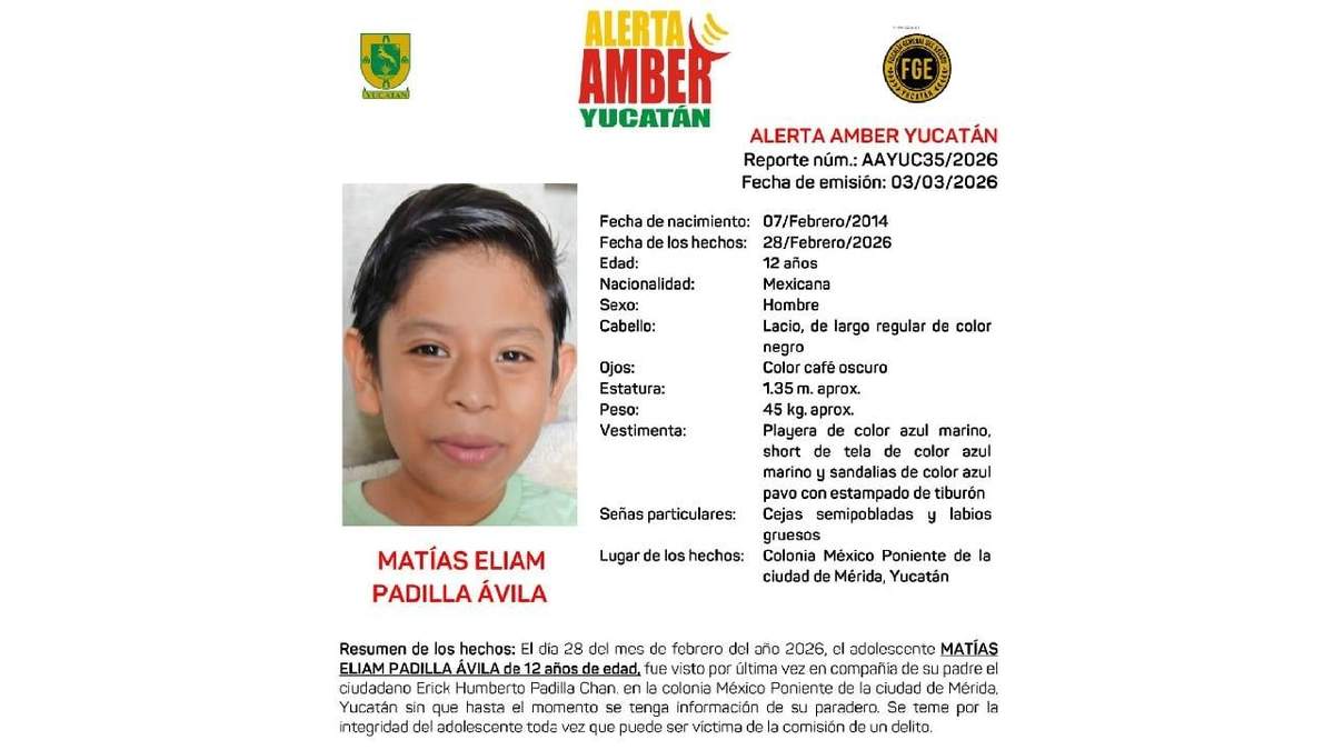 Alerta Amber del niño Matías Eliam