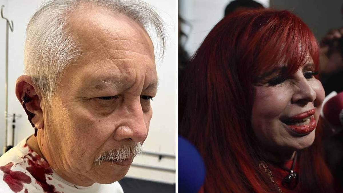 El periodista Jorge González, tras ser agredido por policías estatales, y la gobernadora de Campeche, Layda Sansores