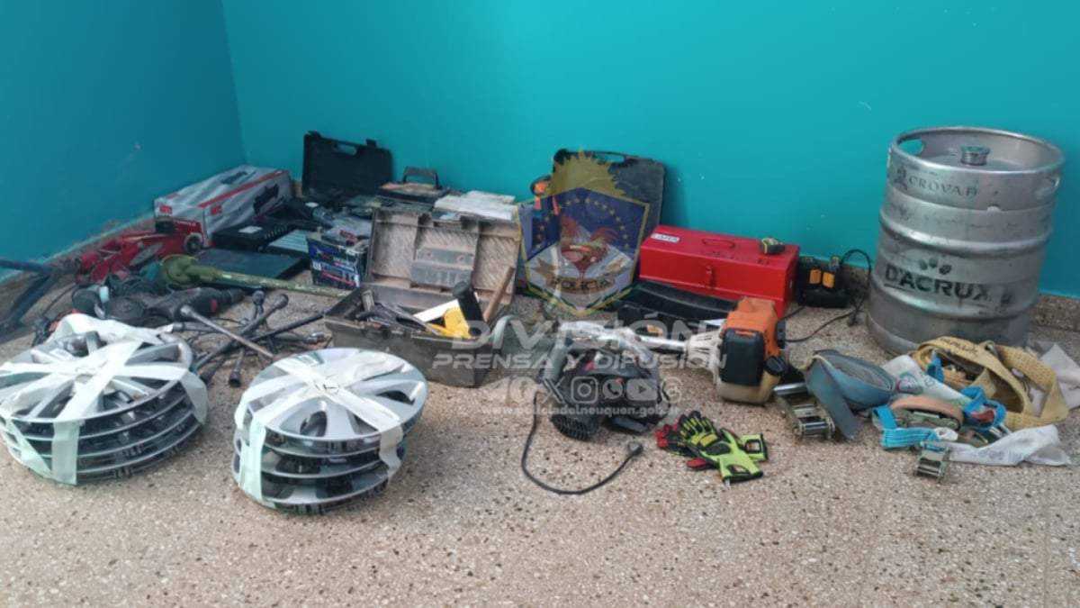 Los elementos recuperados tras varios robos. Fuente: (Policía de Neuquén)
