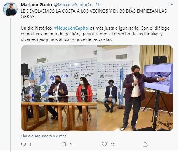 Tuit de Mariano Gaido. Fuente: (Twitter)