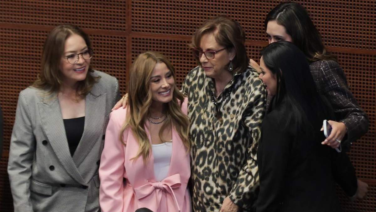 Malú Micher (tercera de izquierda a derecha) en la sesión del miércoles del Senado