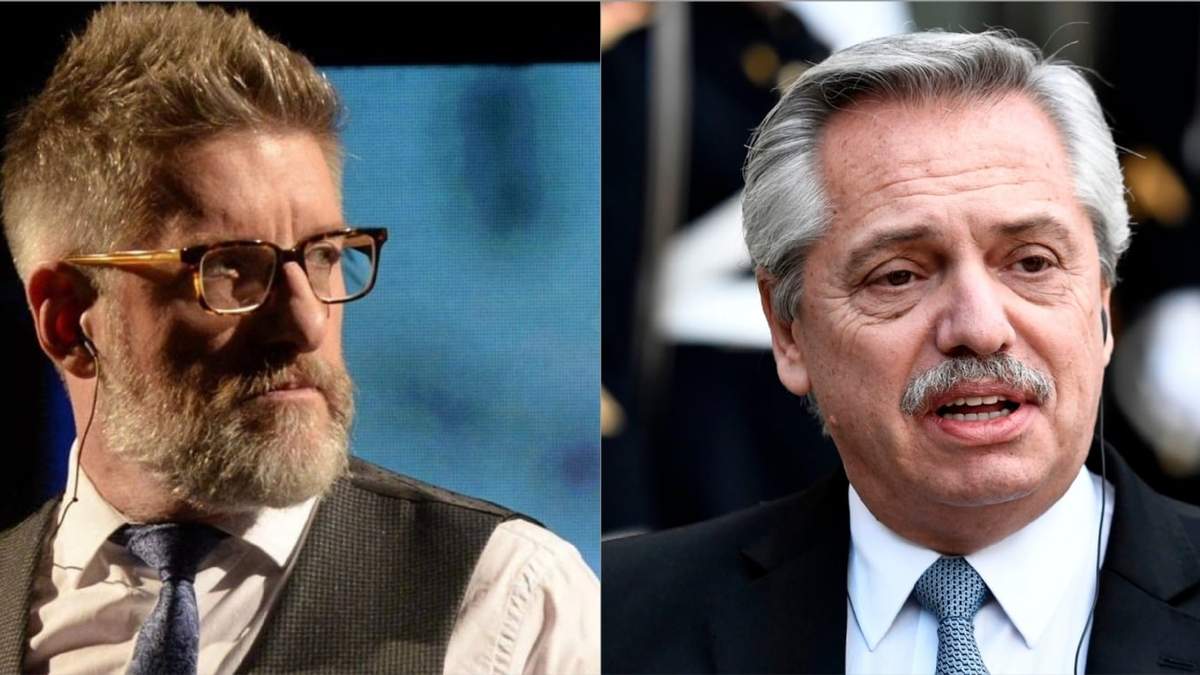 Luis Novaresio y Alberto Fernández. Foto: (Twitter)