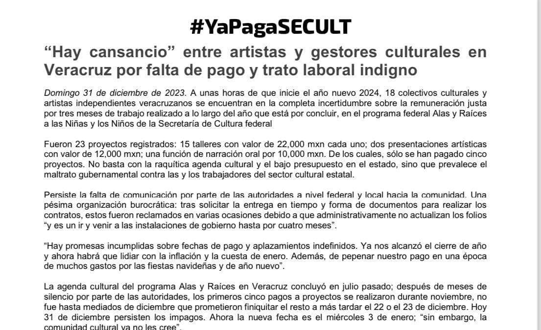 Carta enviada a las autoridades