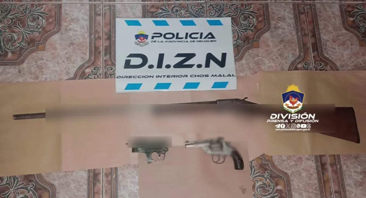 Armas halladas en los allanamientos por el femicidio. Fuente: (Policía de Neuquén)