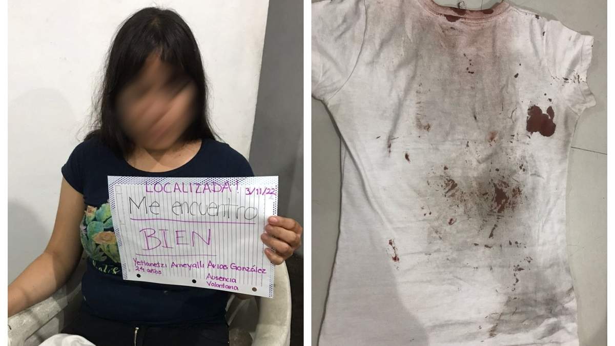 Fotografía de Yetlanetzi Ameyalli tomada cuando llegó a casa, junto  con la playera que vestía