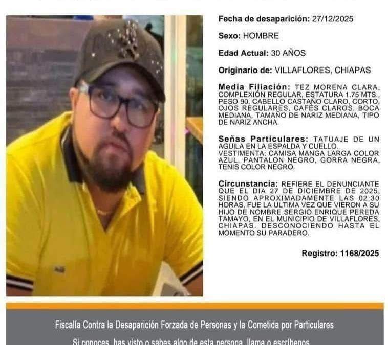 Ficha de búsqueda de Sergio Enrique Pereda Tamayo