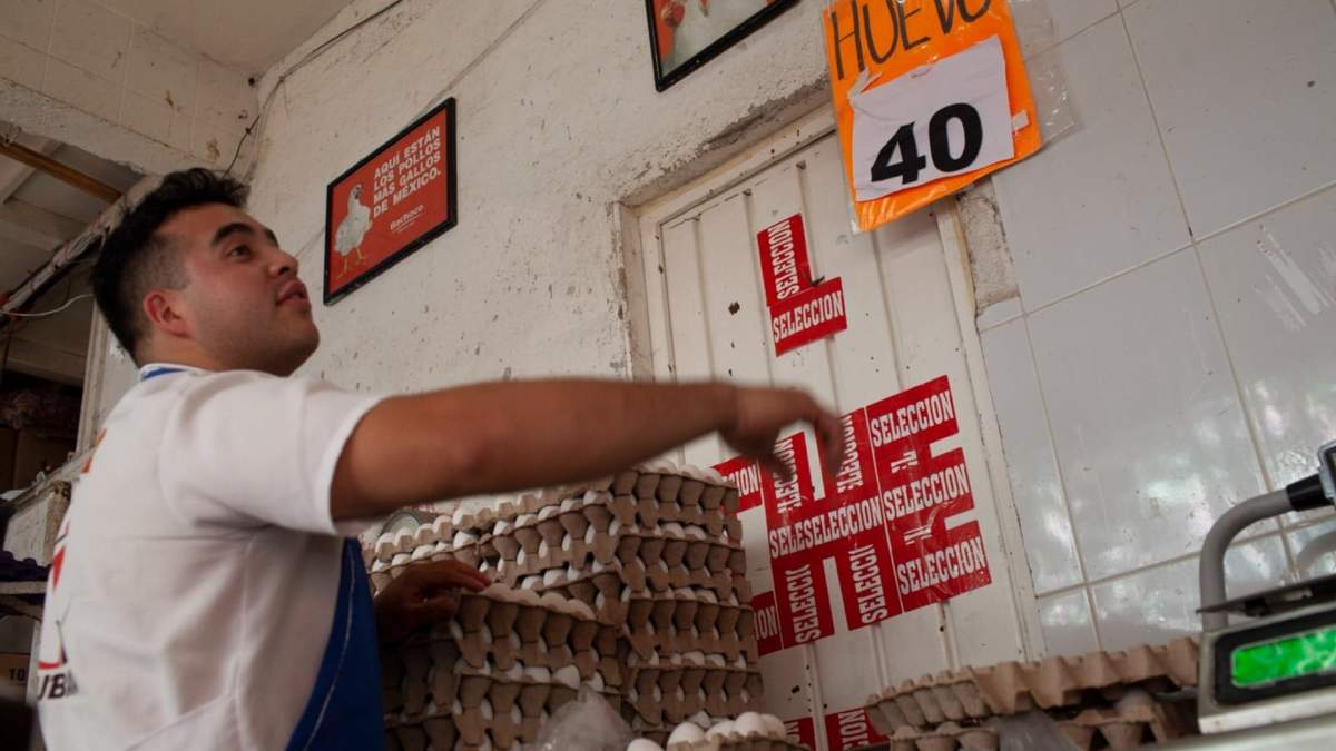 Venta de huevo en el mercado de Tacubaya
