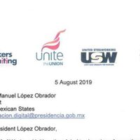Workers Uniting celebra exhorto de AMLO a resolver conflictos laborales de Grupo México