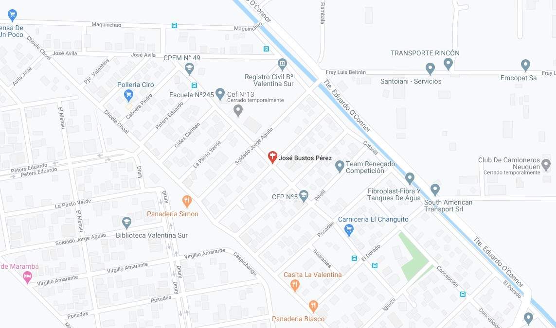 Lugar del accidente en Valentina Sur