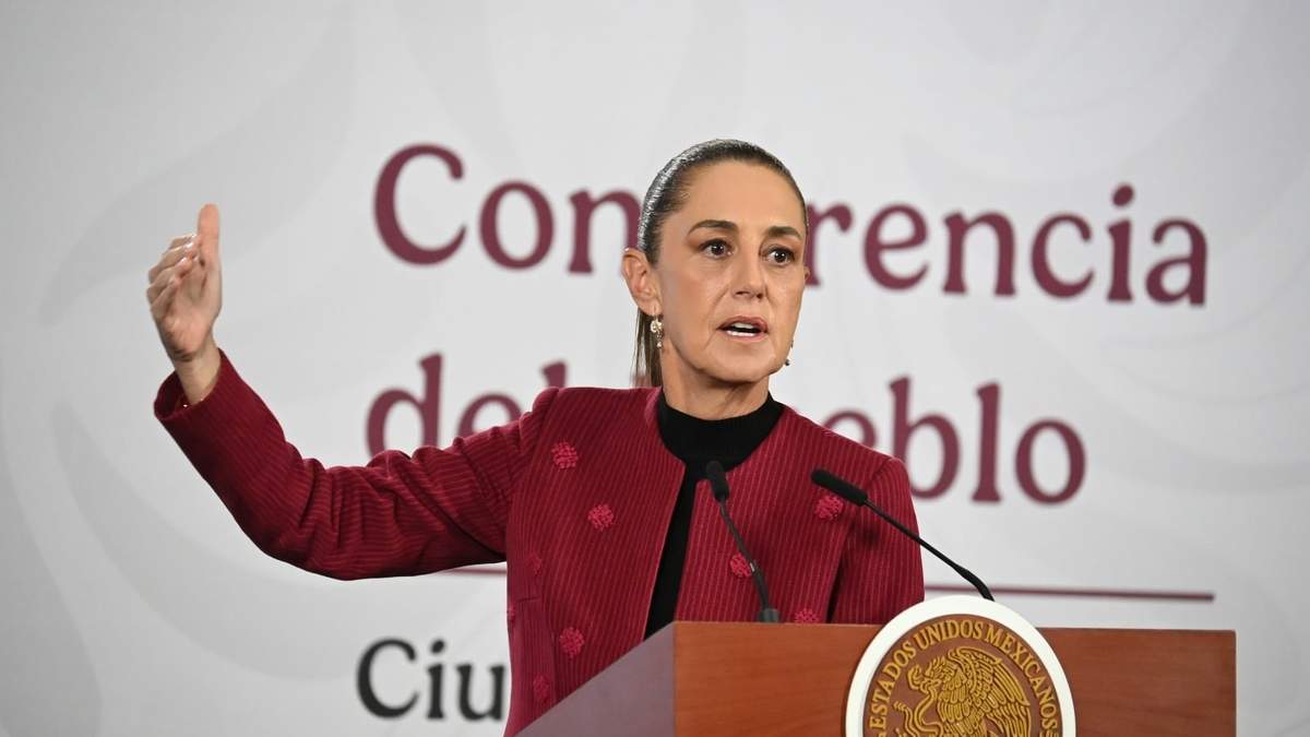 La presidenta Claudia Sheinbaum en la conferencia matutina de Palacio Nacional, el martes 9 de diciembre de 2025
