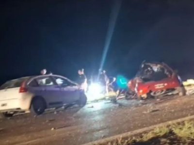 Cuatro muertos y un herido grave por un choque frontal en la Ruta Nacional 3, cerca de Viedma