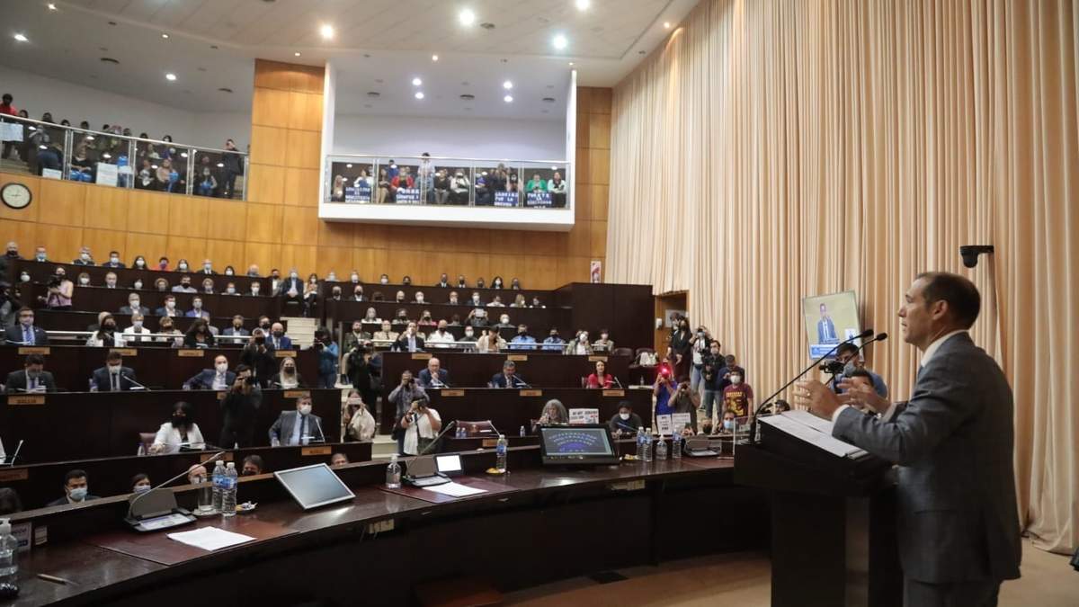 Omar Gutiérrez en la Legislatura. Fuente: (Twitter)