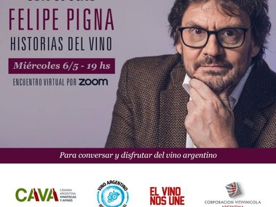 El escritor Felipe Pigna inaugura los encuentros con el vino de manera virtual