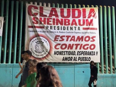 Grupo Fortaleza, señalado por extorsión, muestra su apoyo en mitin de Sheinbaum en la GAM