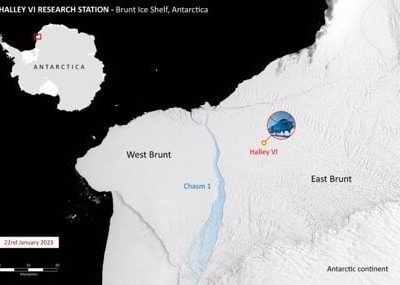 Un enorme iceberg se desprende cerca de una base en la Antártida