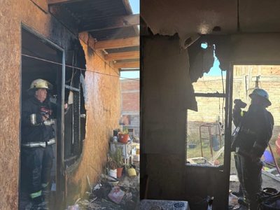 Una madre pudo escapar con su hijo cuando se incendiaba su casa en Centenario