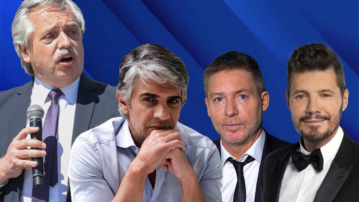 Adrián Suar, Marcelo Tinelli, Pablo Echarri y Alberto Fernández. Fuente: (Minuto Neuquén)