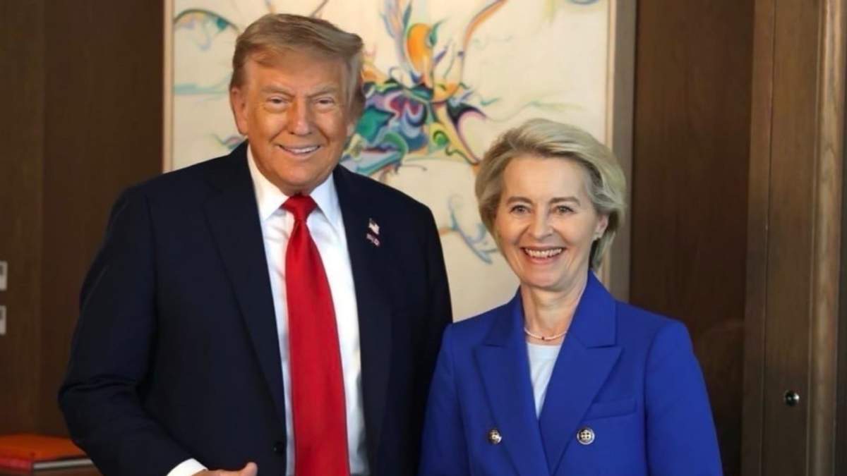 La presidenta de la Comisión Europea, Von der Leyen, y el presidente de Estados Unidos, Donald Trump
